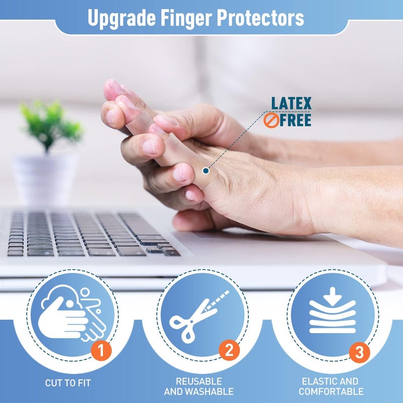 Kimihome 16 PCS Gel Finger Sleeve Protectors, Silicone Finger Sleeve Cushions and Protects, Provide Relief for Finger Cracking, Corns, Blisters and Calluses Protect (8PCS Large Size + 8PCS Medium). - Image 3